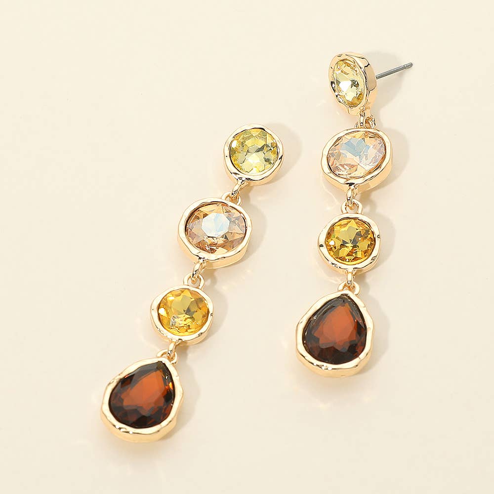 Round Teardrop Stone Link Drop Earrings
