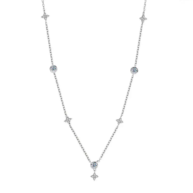 Four Leaf Clover Moissanite Necklace in 925 Sterling Silver