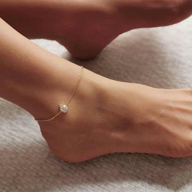 Minimalist Marquise Stacking Anklet in 925 Sterling Silver