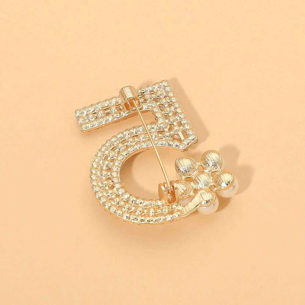Pearl Embellished Number Five Bling