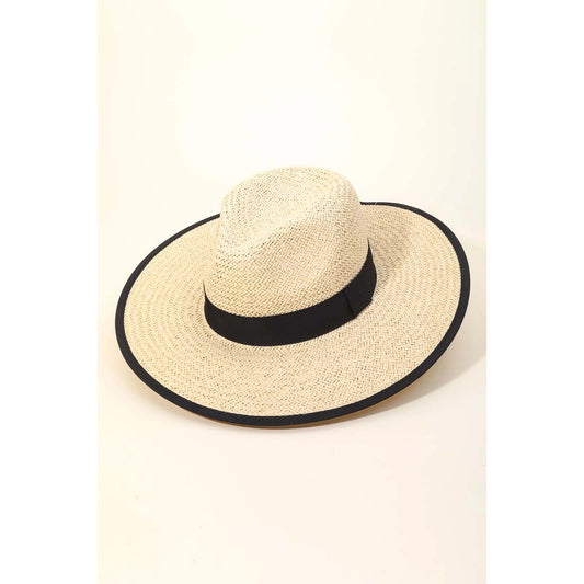 Straw Braided Ribbon Band Fedora Hat