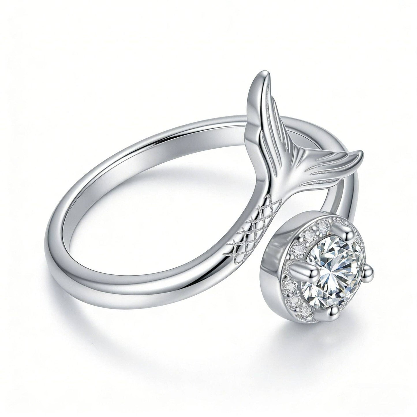 Dainty CZ Mermaid Tail Adjsutable Ring in Solid Copper