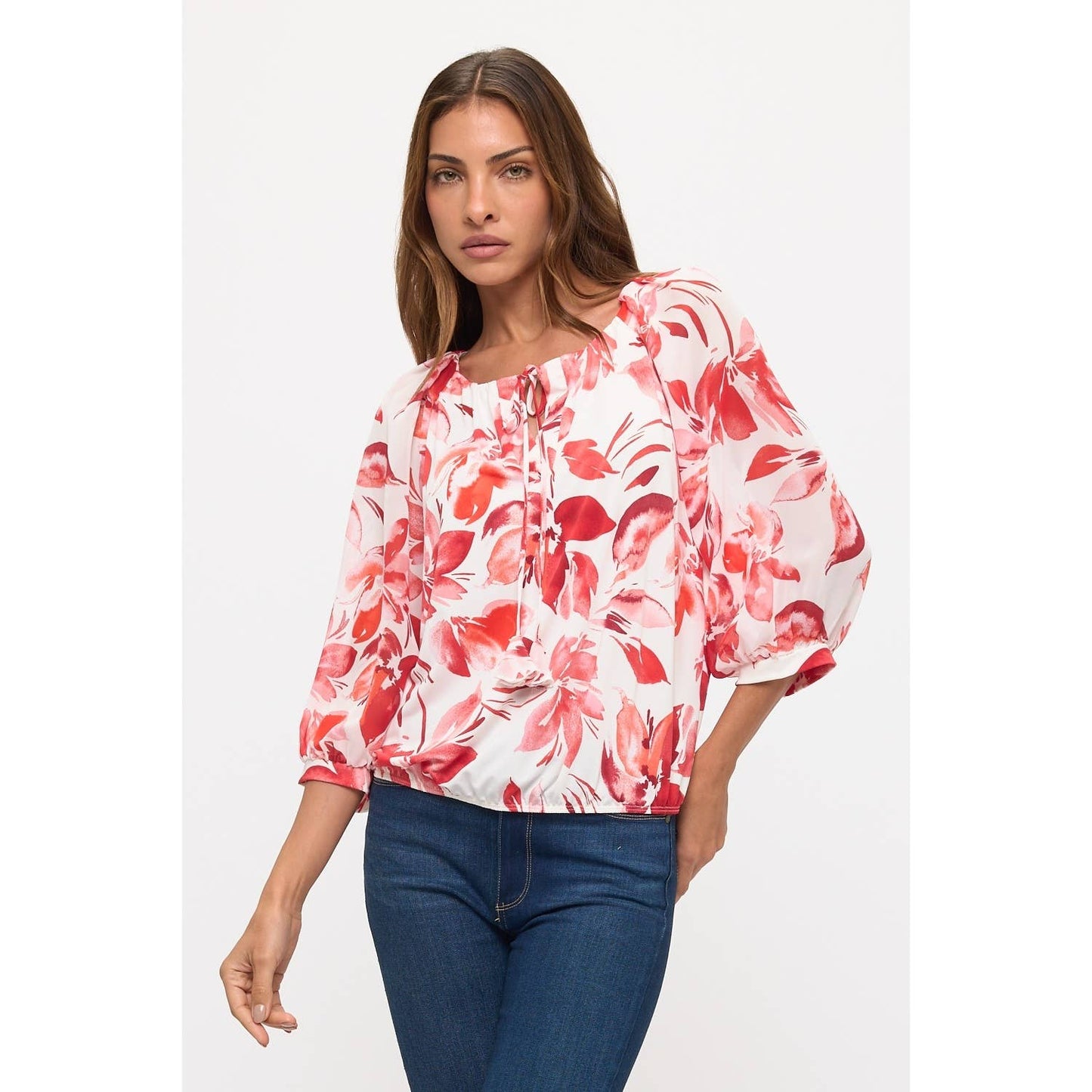 TROPICAL BUBBLE HEM RAGLAN PEASANT