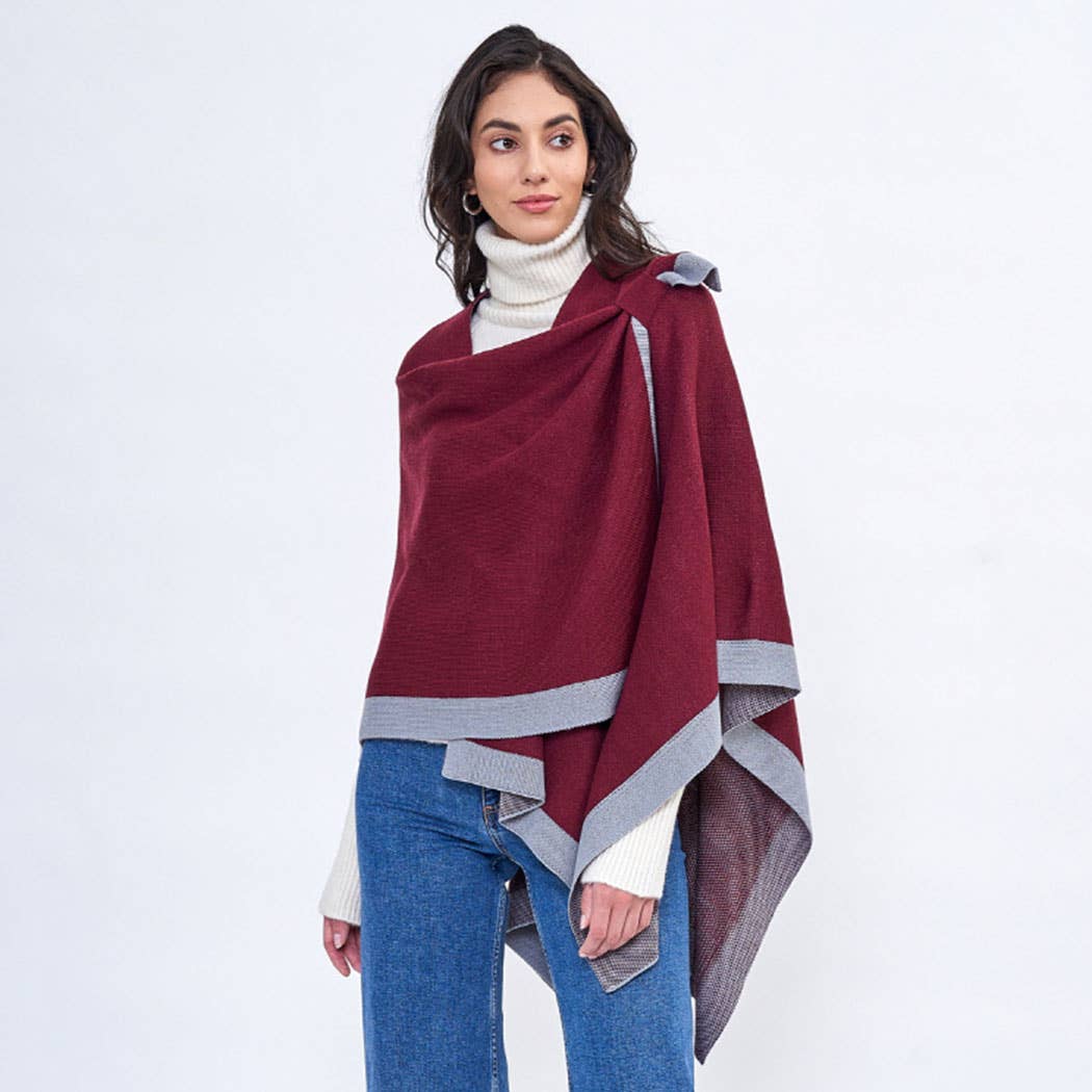 Two-Tone Bordered Ruana