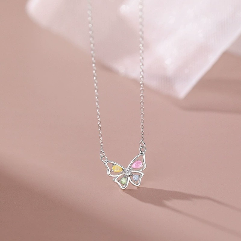 CZ Butterfly Pendent Necklace in 925 Sterling Silver