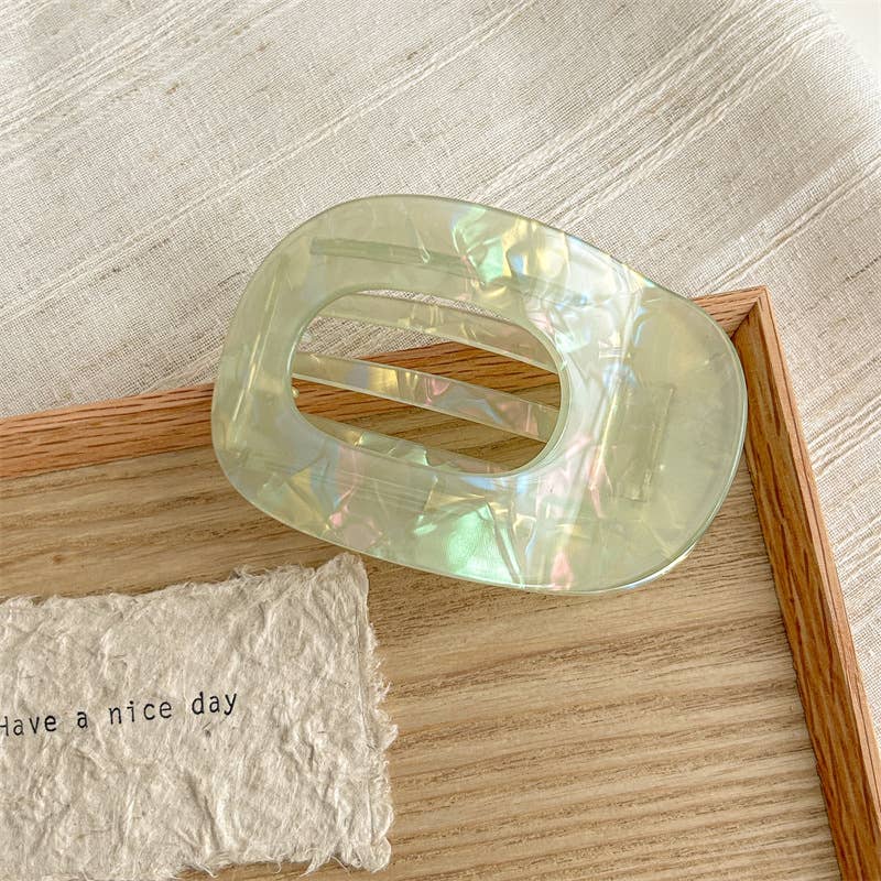 Iridescent Oval Flat Hair Claw Clip