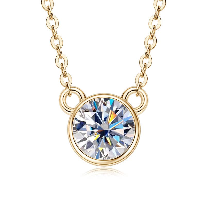 Solitaire Round Moissanite Necklace in 925 Sterling Silver