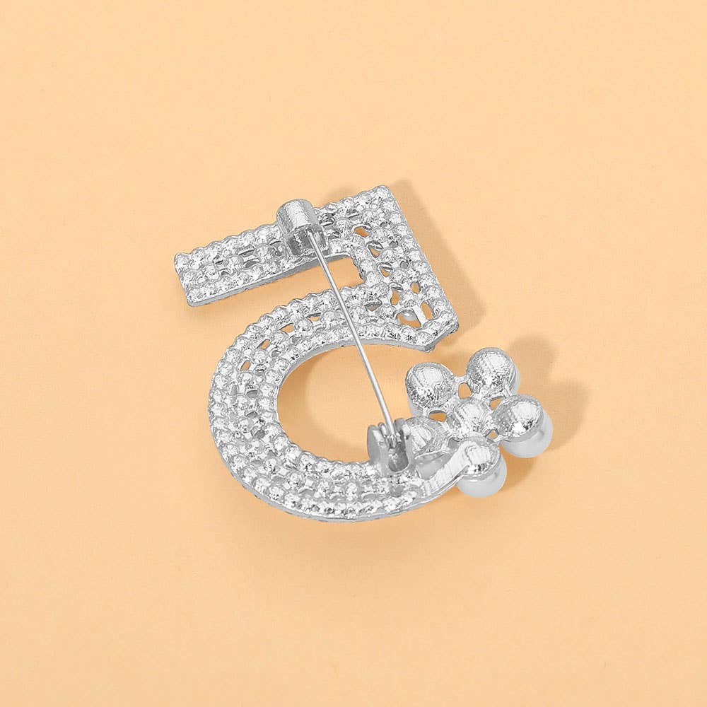 Pearl Embellished Number Five Bling