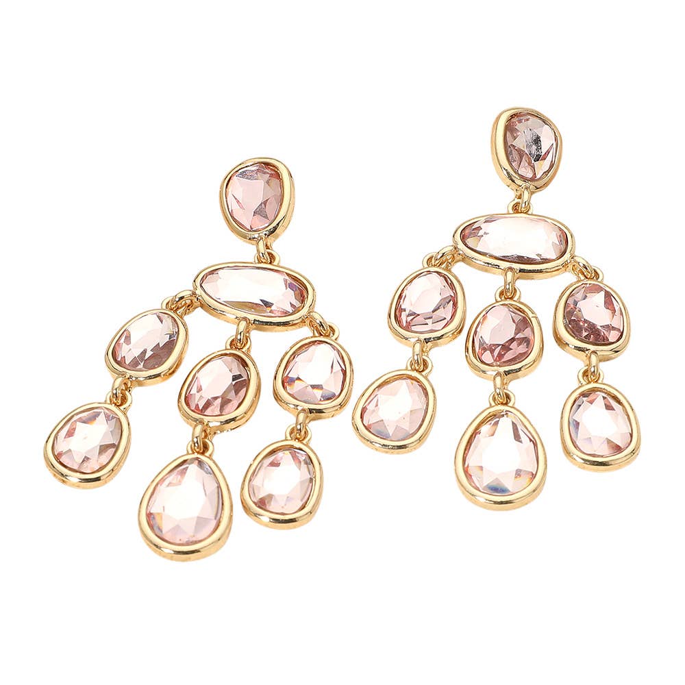 Teardrop Stone Cluster Chandelier Statement Earrings