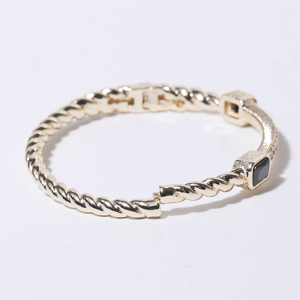 Gold Plated CZ Cable Bangle Bracelet