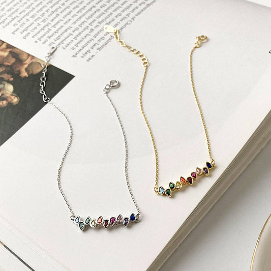 Rainbow Color Teardrop Gem Bracelet in 925 Sterling Silver