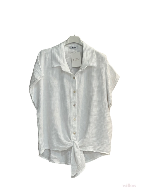 Cotton Gauze Knotted Shirt