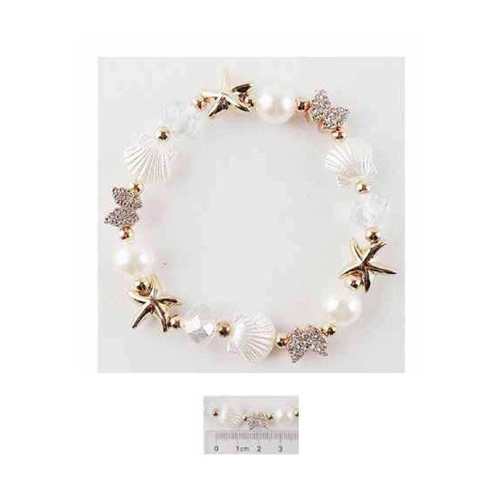 Starfish Bow Shell Pearl Beaded Stretch Bracelets