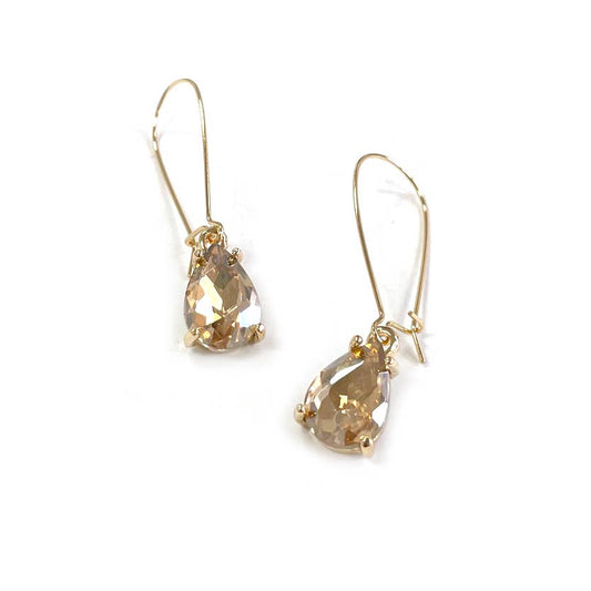 Midi Size Teardrop 5A Grade Glass Drop Kidney Wire Earrings