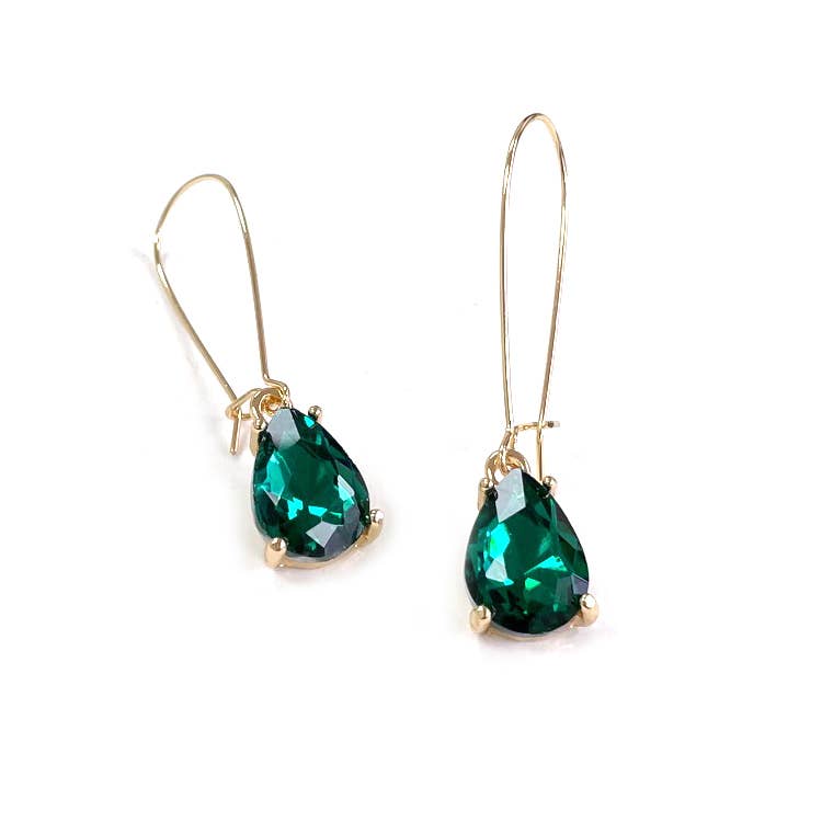 Midi Size Teardrop 5A Grade Glass Drop Kidney Wire Earrings