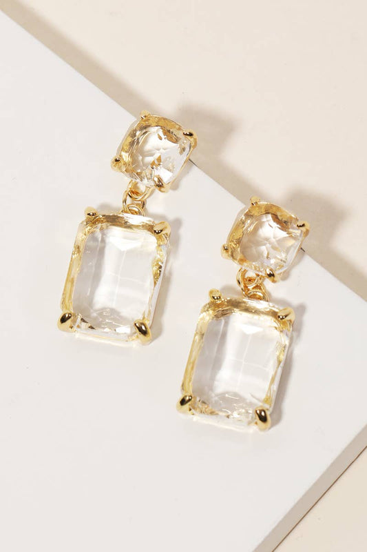Rectangle Crystal Drop Earrings