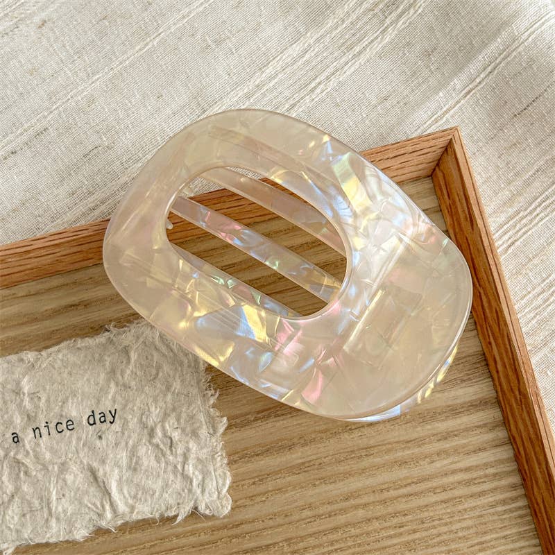 Iridescent Oval Flat Hair Claw Clip