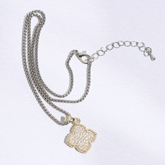 CZ Cross Pendant Multi-Toned Necklace