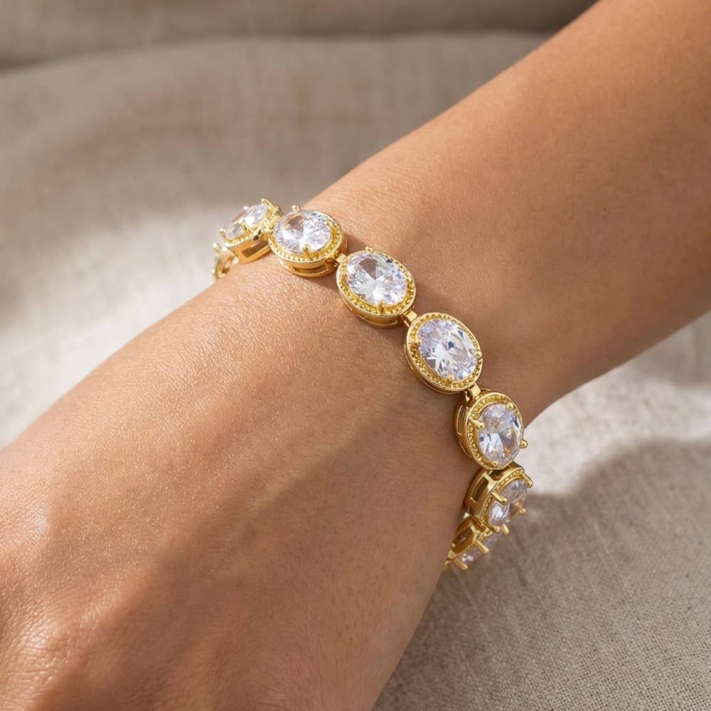 Multi Cz Chain Link Bracelet