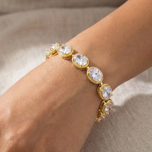 Multi Cz Chain Link Bracelet
