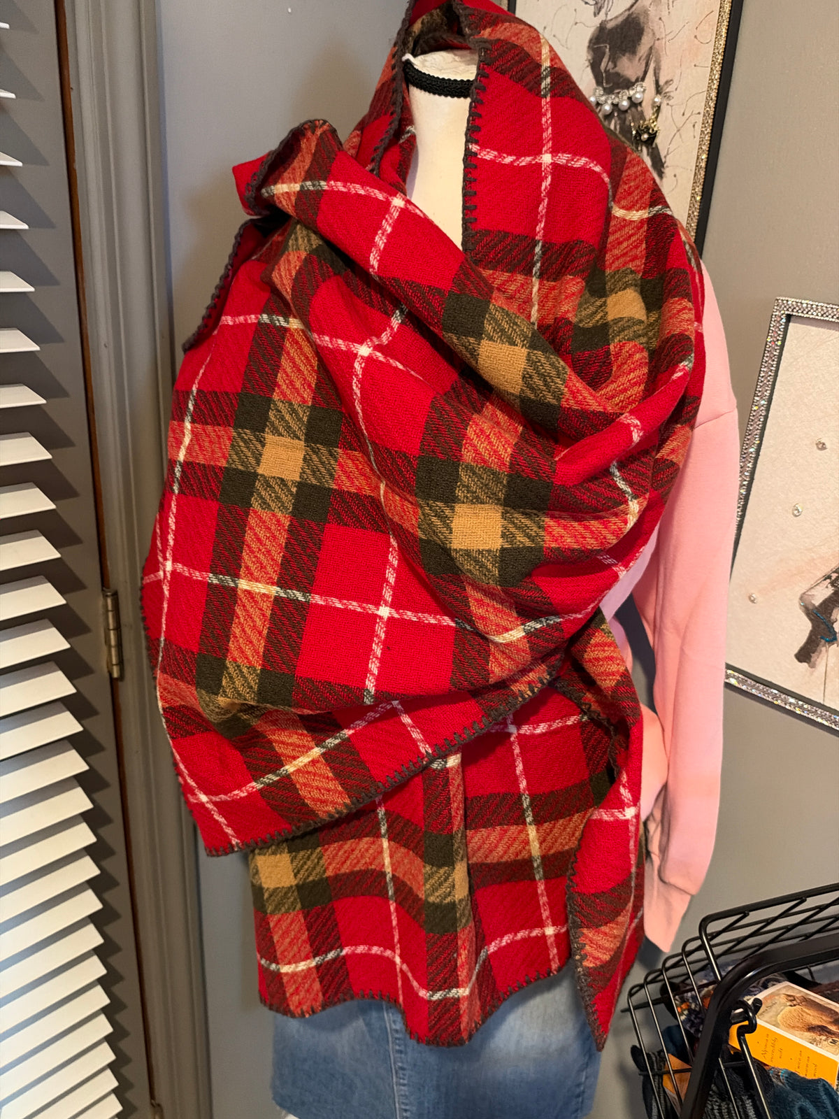 Checkered Red Scarf