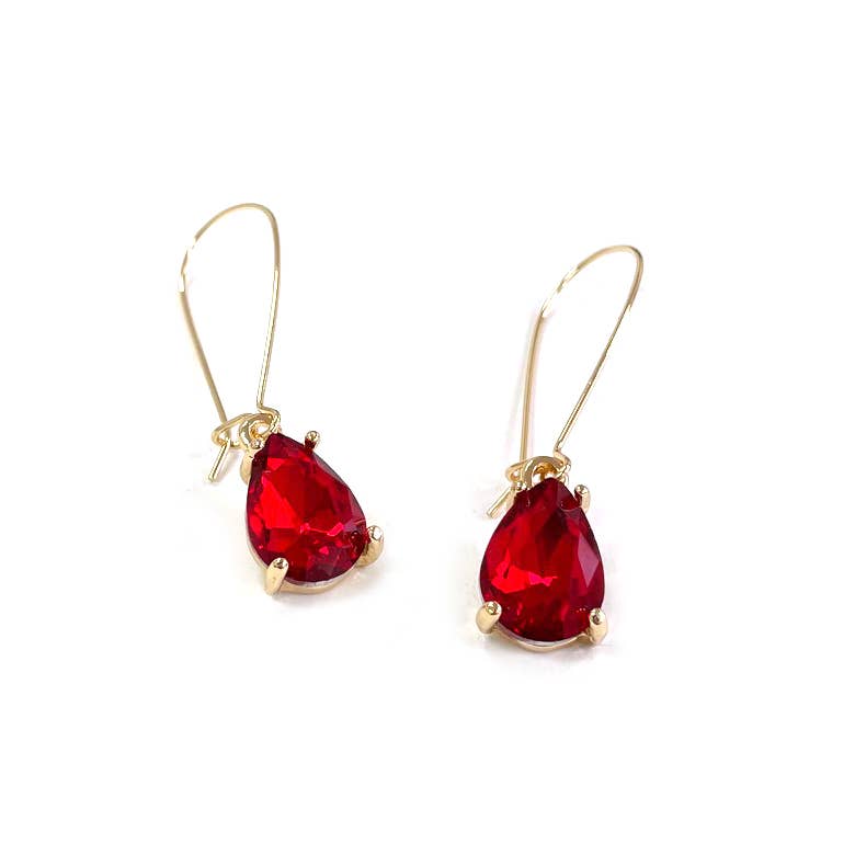 Midi Size Teardrop 5A Grade Glass Drop Kidney Wire Earrings