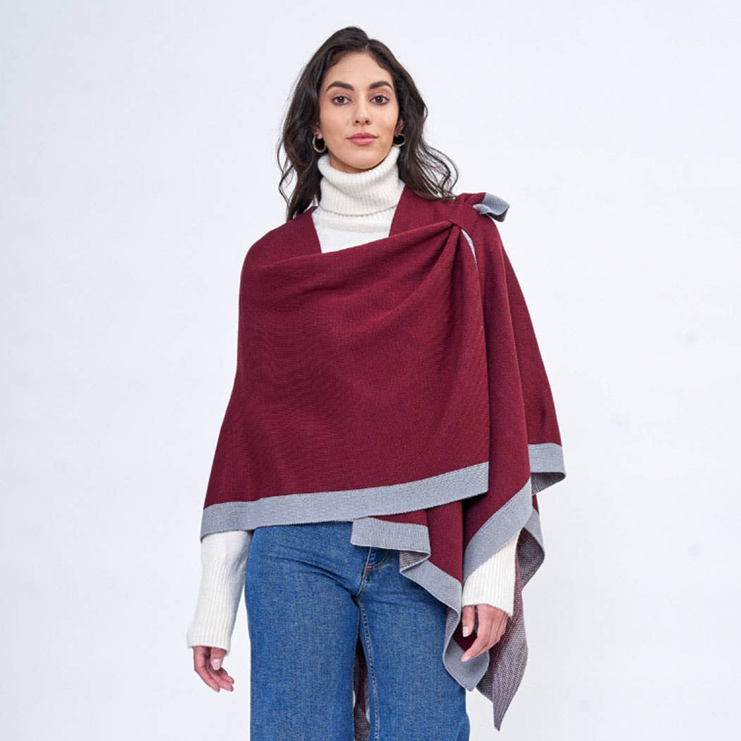 Two-Tone Bordered Ruana