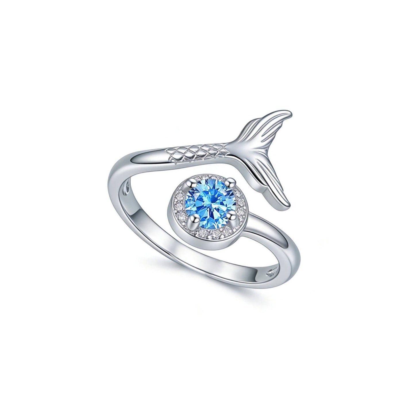 Dainty CZ Mermaid Tail Adjsutable Ring in Solid Copper