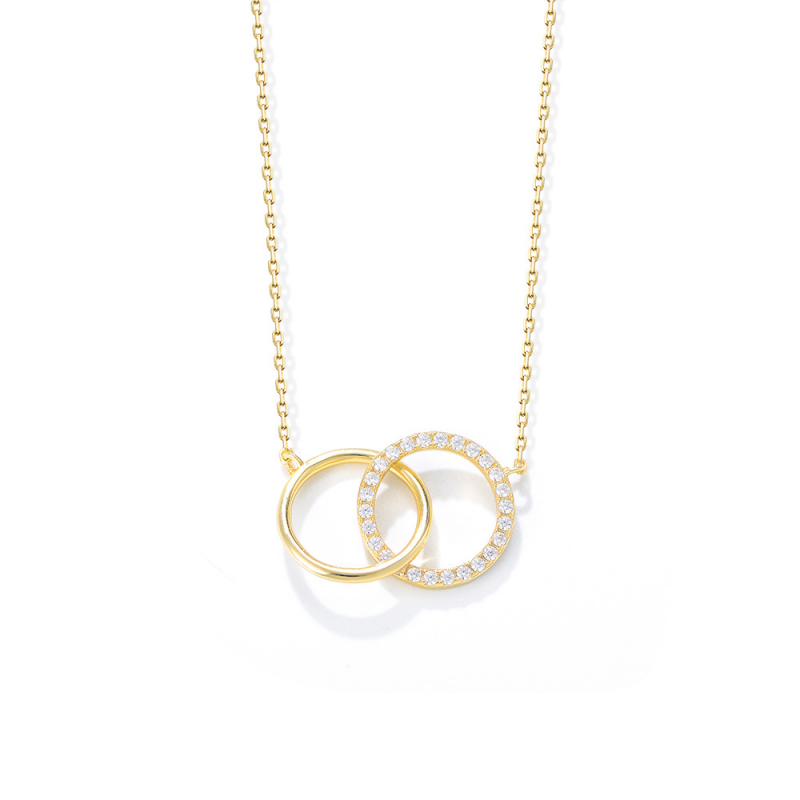 Interlocking Circle Ring Necklace in 925 Sterling Silver