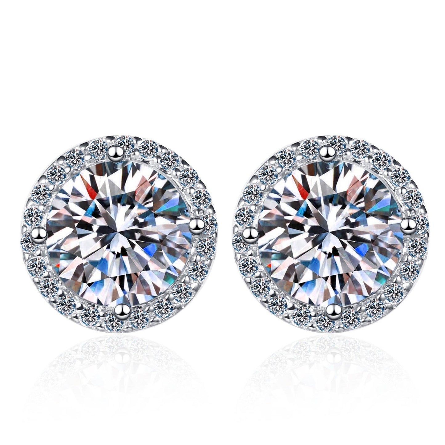 Four-Prong Moissanite Stud Earrings in 925 Sterling Silver