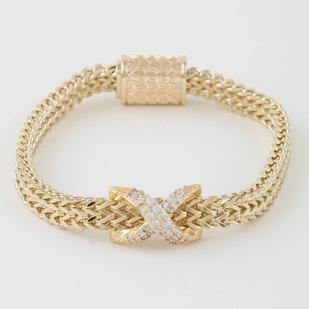 Jeweled X Chain Bracelet