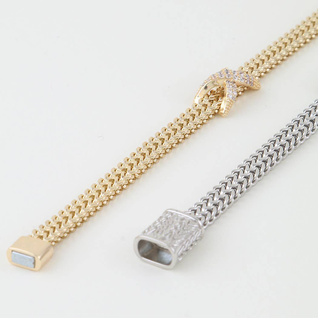 Jeweled X Chain Bracelet