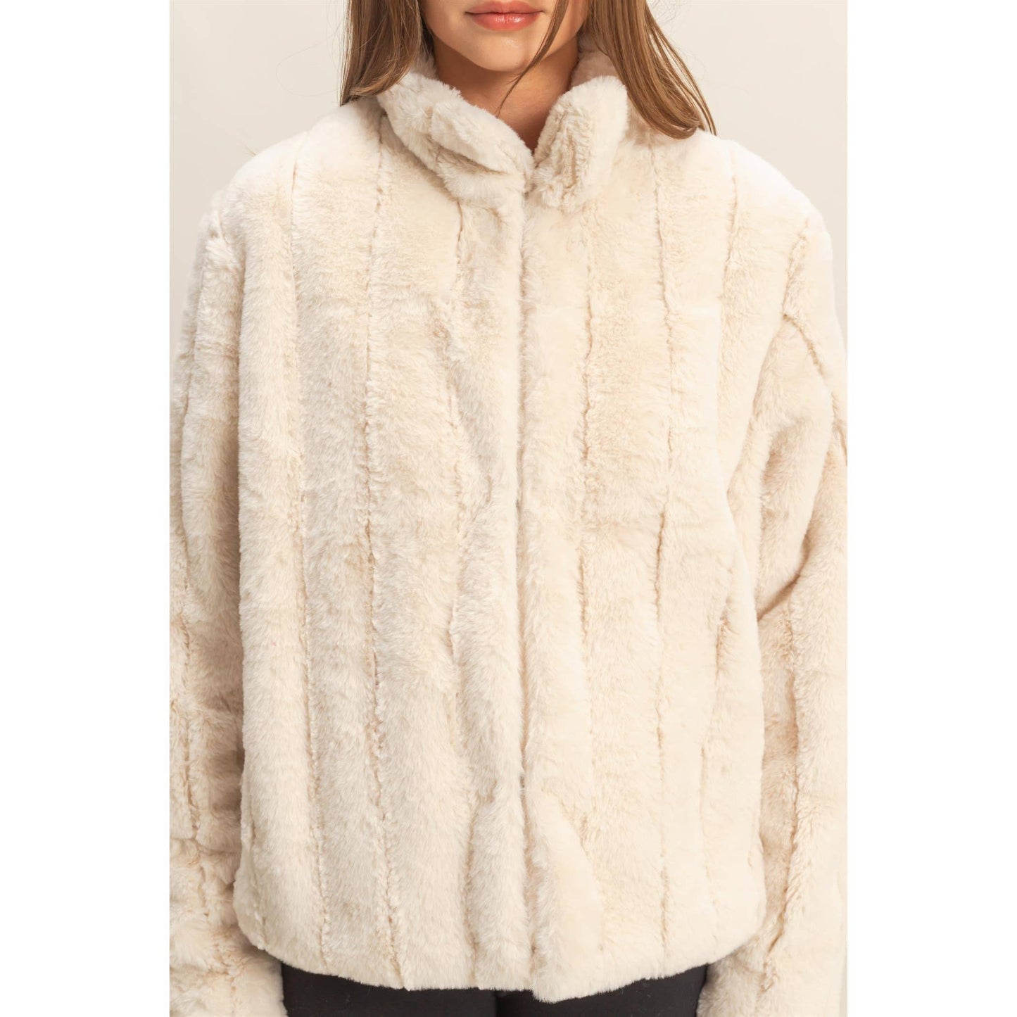 Faux Fur Jacket- Ivory