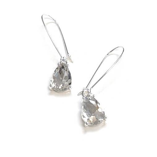 Midi Size Teardrop 5A Grade Glass Drop Kidney Wire Earrings
