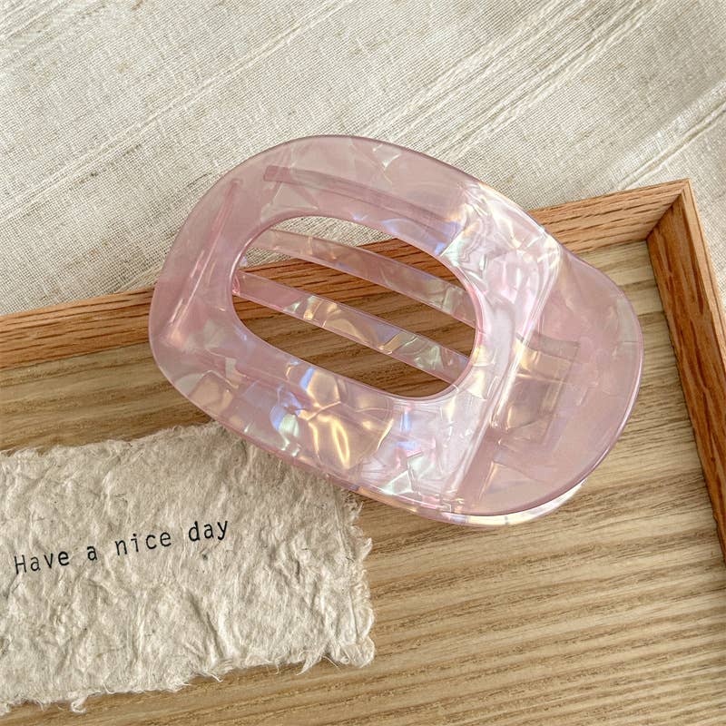 Iridescent Oval Flat Hair Claw Clip