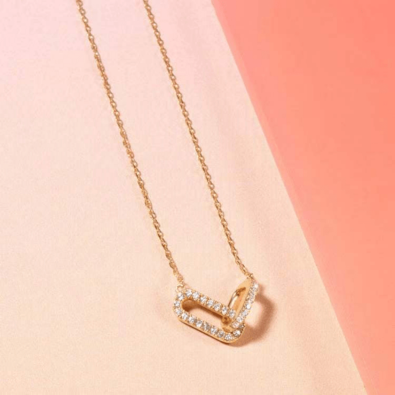 Interlocking Link Pendant Necklace in 925 Sterling Silver