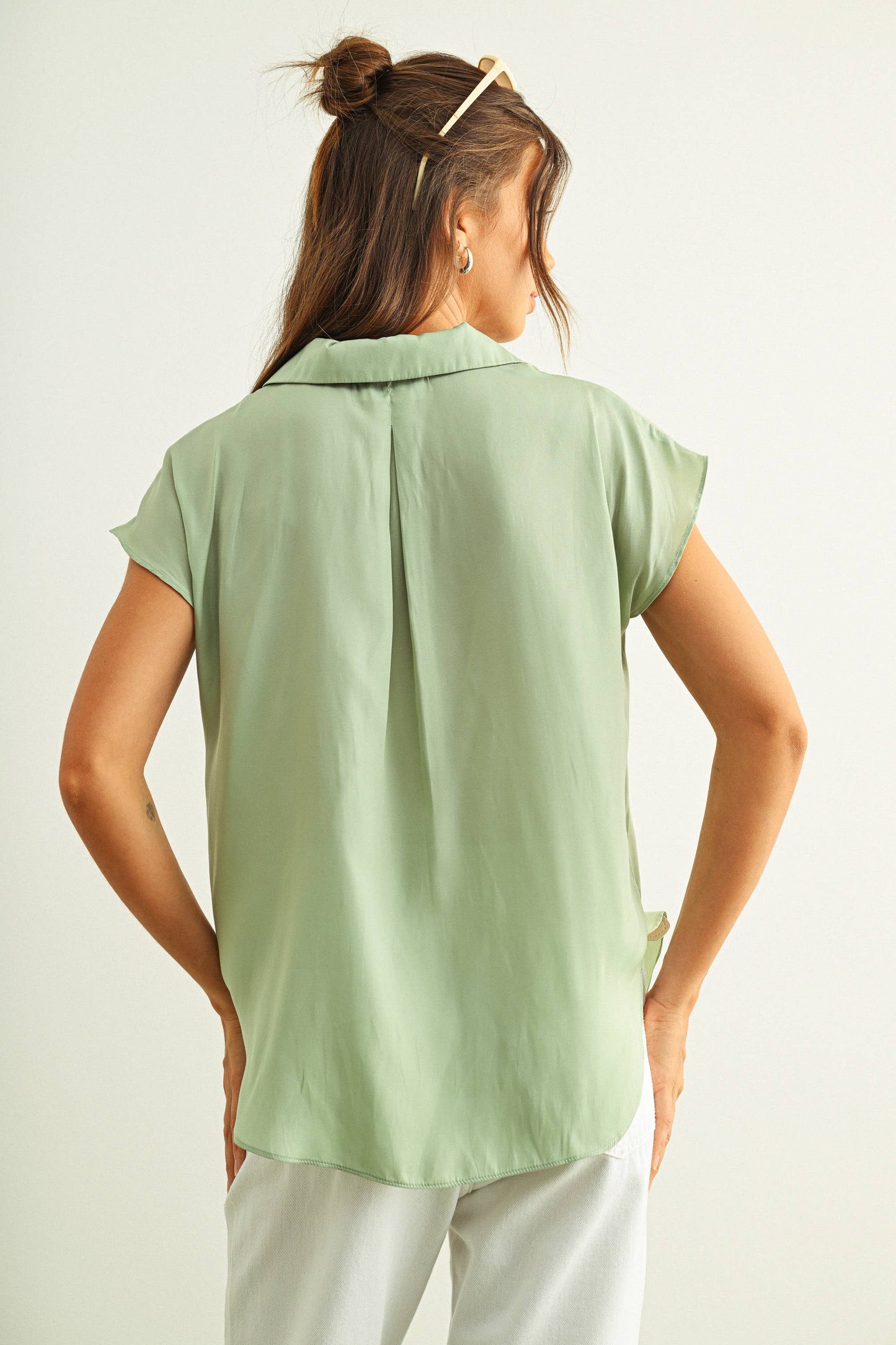 BUTTON DOWN CAP SLEEVE SHIRTS