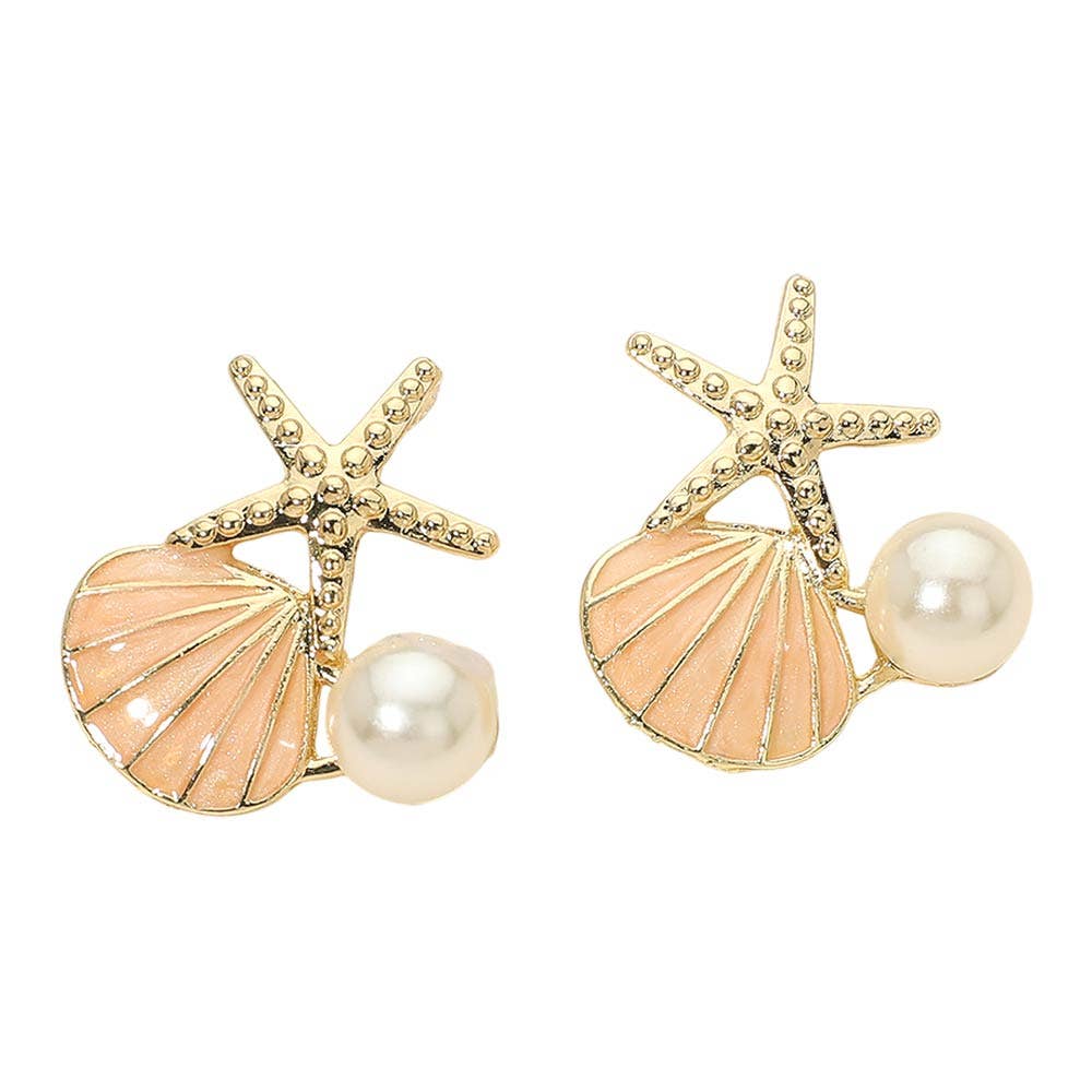 Pearl Starfish Shell Earrings