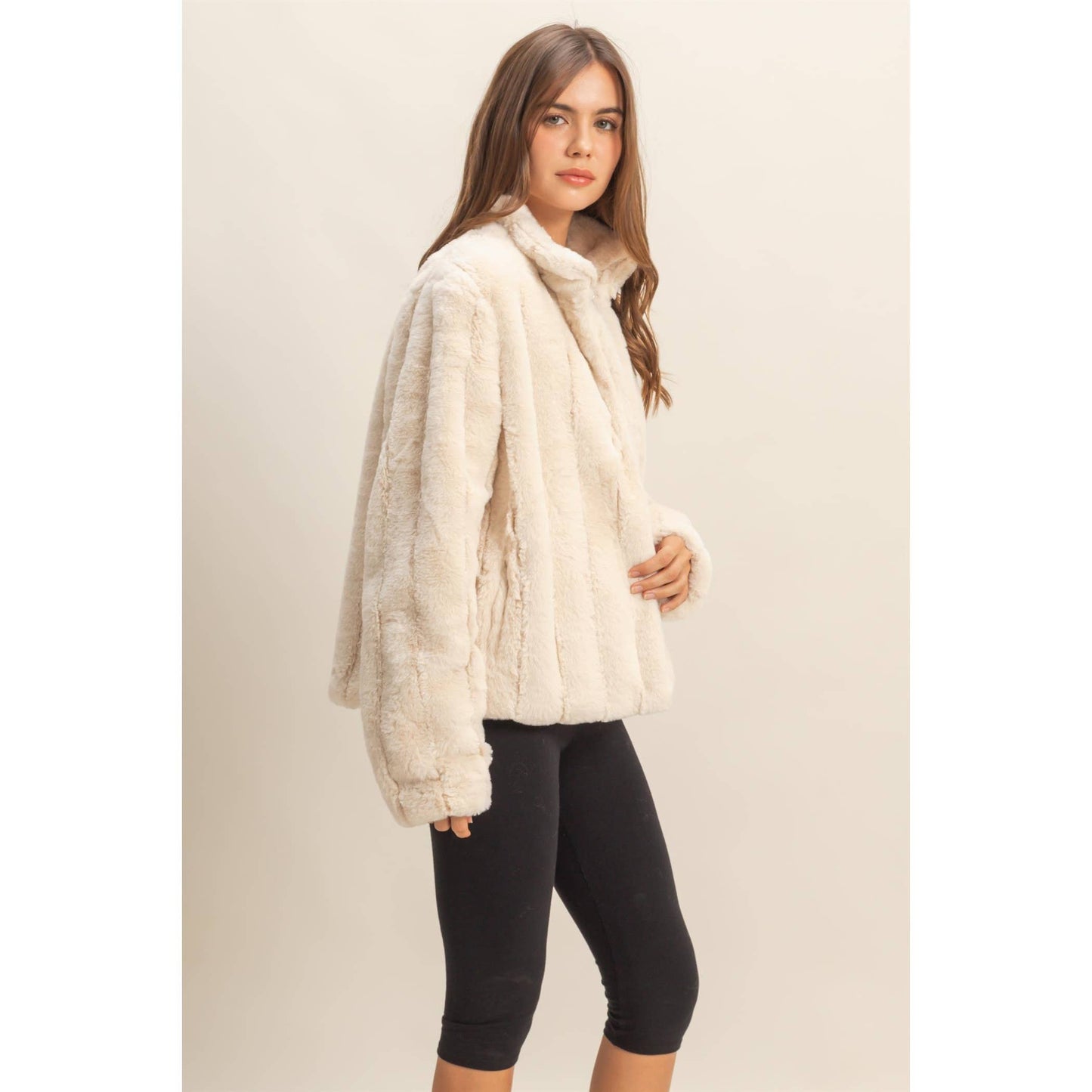 Faux Fur Jacket- Ivory