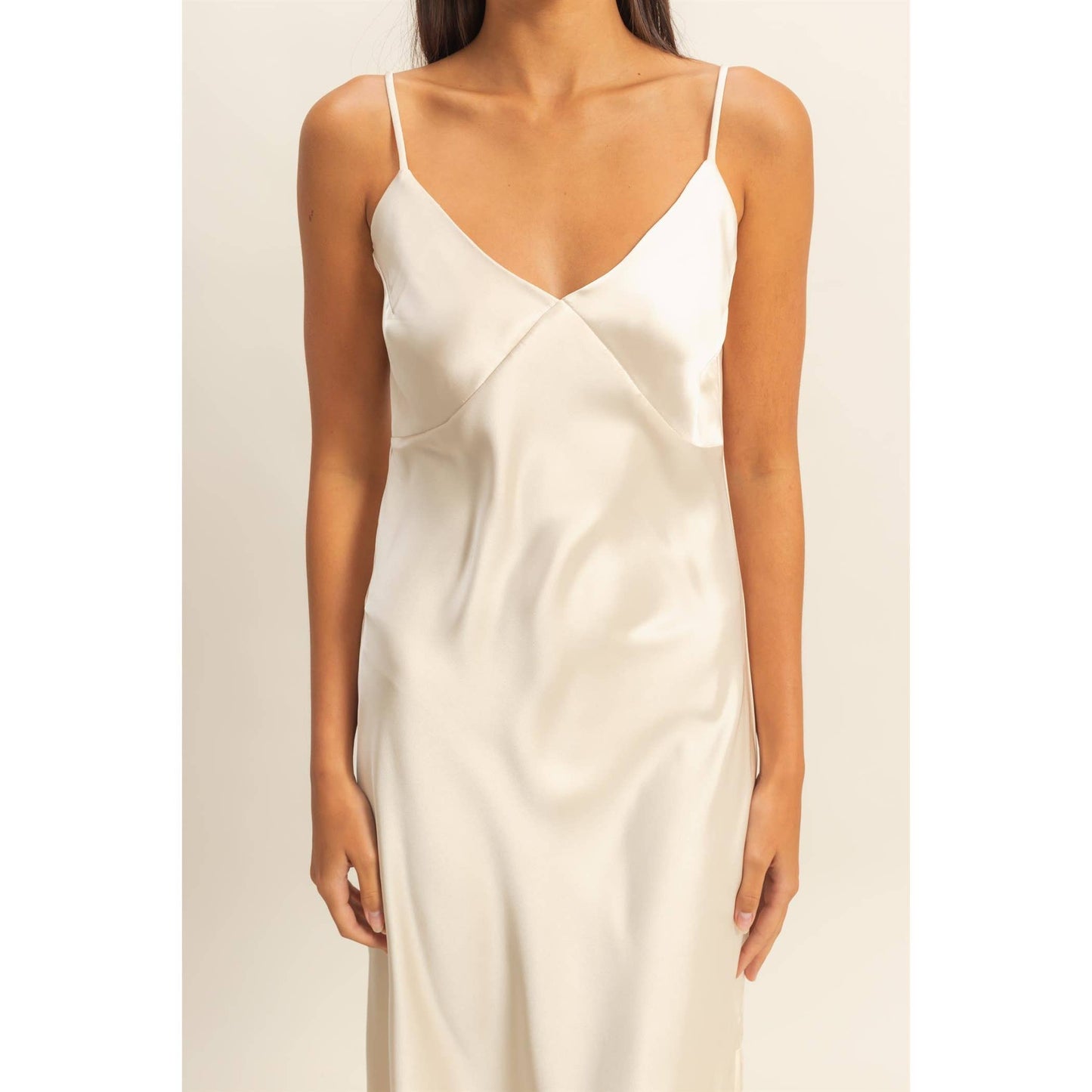 Satin Midi Dress With A Side Slit