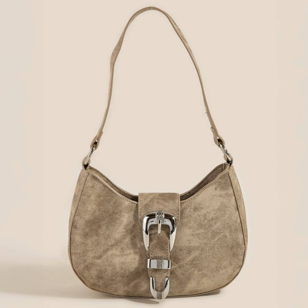Buckle Detail Hobo Shoulder Bag