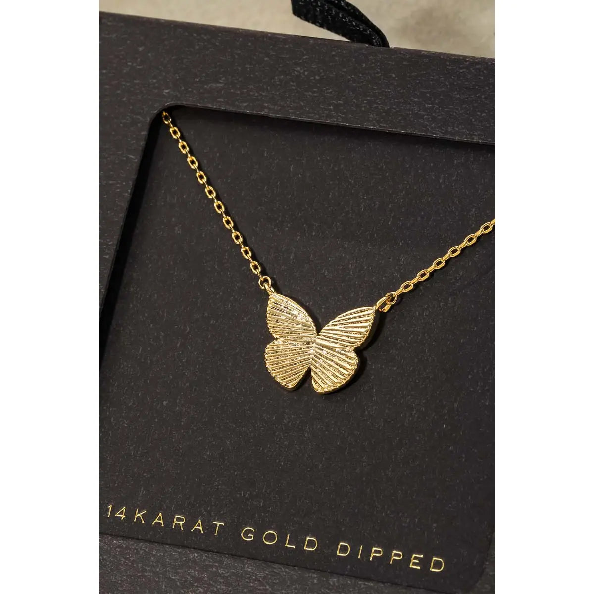 Gold Dipped Butterfly Pendant Necklace