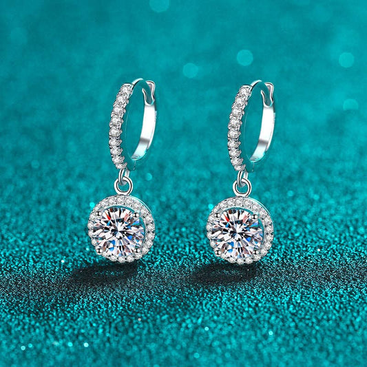 Moissanite Dangle Drop Earrings in 925 Sterling Silver