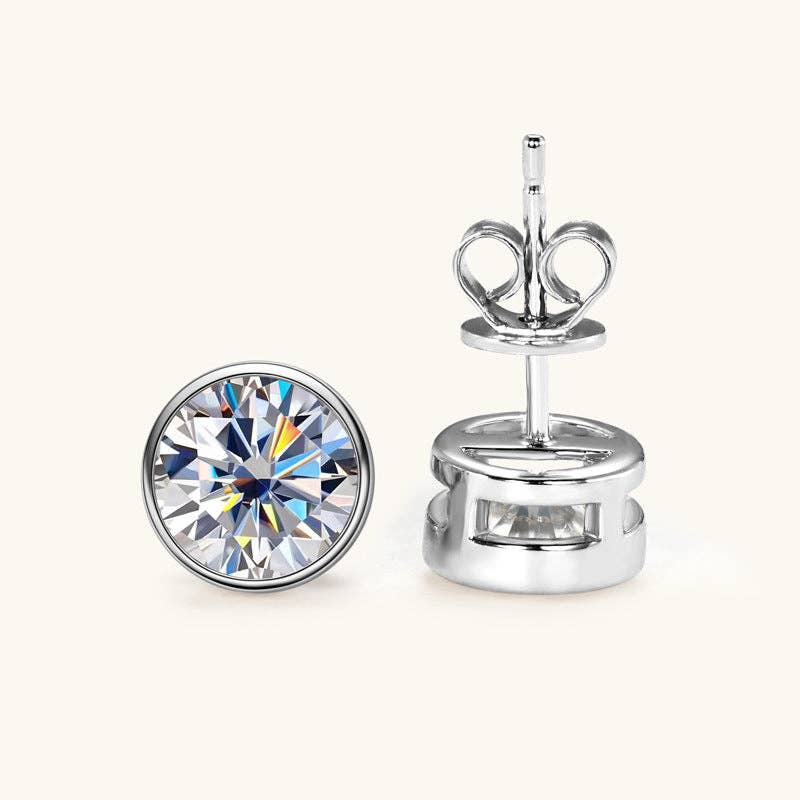 Moissanite Round Wedding Stud 925 Sterling Silver