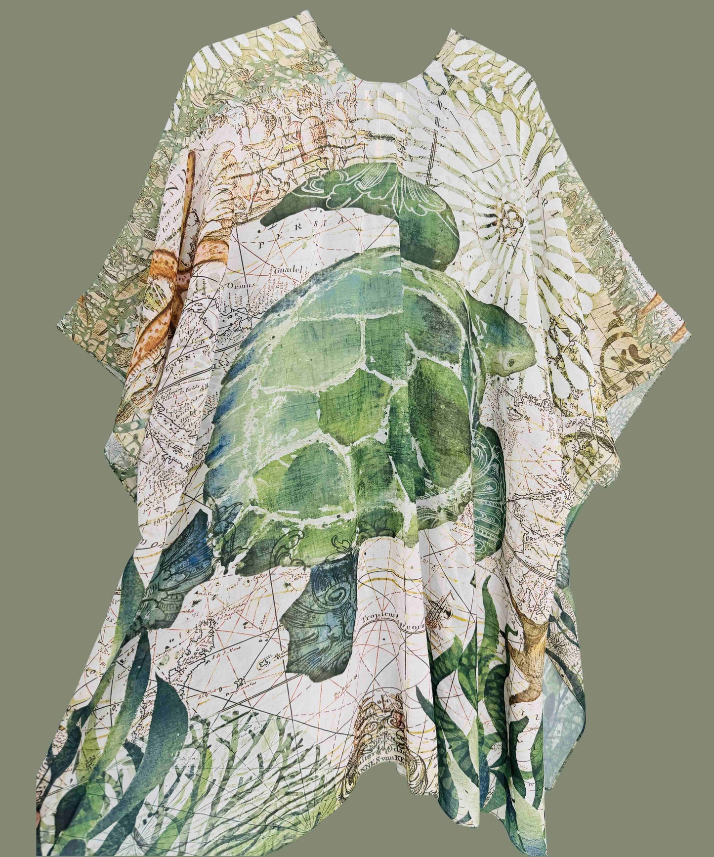 Green-Multi Sea Turtle Kimono