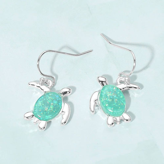Sea Turtle Charm Drop Dangle Earrings