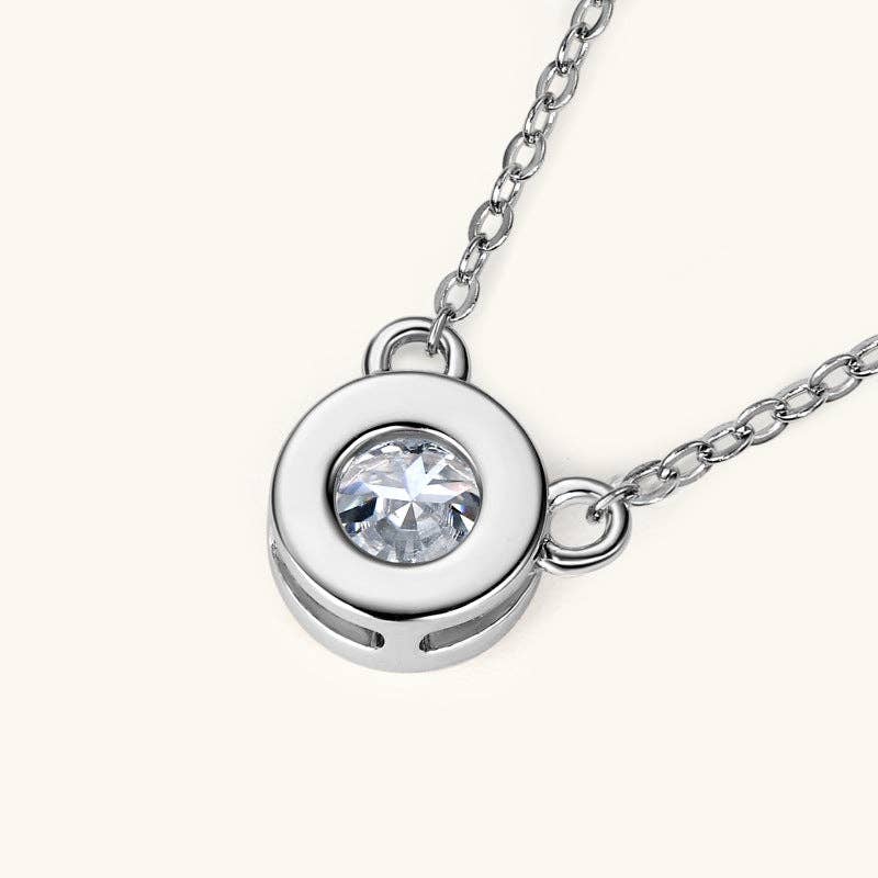 Solitaire Round Moissanite Necklace in 925 Sterling Silver
