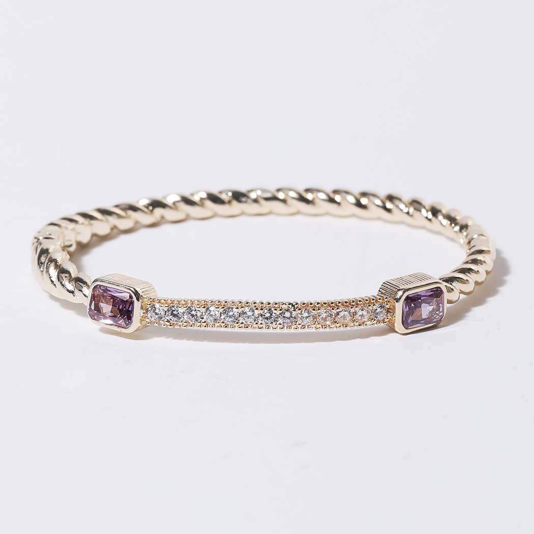 Gold Plated CZ Cable Bangle Bracelet