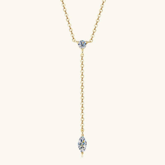 Marquise Moissanite Drop Y Necklace in 925 Sterling Silver