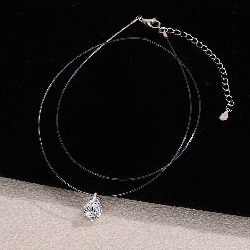 Pear Cut Moissanite Wedding Necklace in 925 Sterling Silver